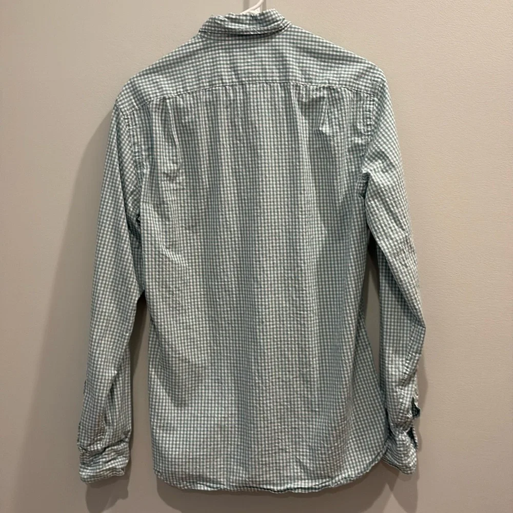 J.Crew men’s plaid collared button down shirt. Size small slim fit. Flex washed.